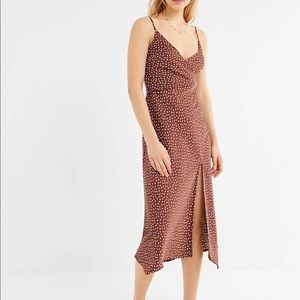 UO Kelly Surplice Midi Slip Dress